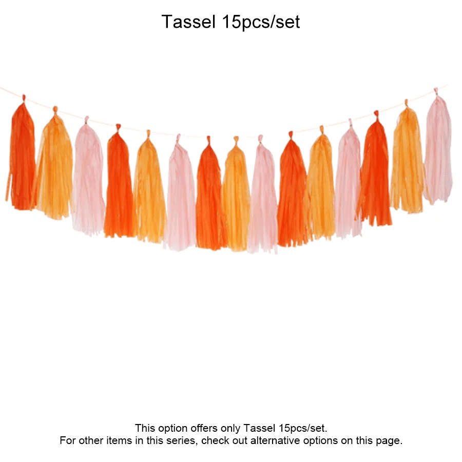 Pink Orange Groovy Party Decorations, Pom-Poms Streamers Tissue Tassel Garland Banner, Pom Pom Garland For Birthday Bridal Shower Engagement Wedding, Birthday Decorations For Women, Thanksgiving Decorations, Boho Party Decorations, 50th Birthday Decorations, Sweet 16 Party Decorations, 70s Party Decorations, Dried Orange Garland - Orange Party Suit - View 6