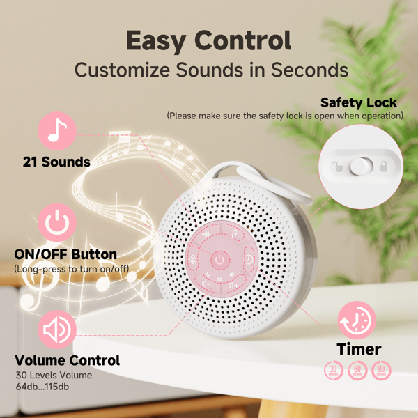STAVOZE White Noise Machine, Sleep Sound Machine With 21 Natural Soothing Sounds And Memory Function 30 Levels Of Volume Sleep Timer Sound Therapy For Home Office Travel, Portable Sound Machine For Nurse Gifts