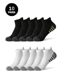 5 Or 10 Pairs Solid Color & Simple Striped Casual Short Socks, Suitable For Daily Wear - Multicolor - View 6