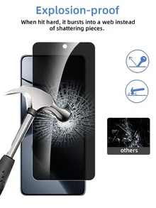 2 pièces Protecteur d'écran en verre trempé, anti-espionnage, anti-empreintes digitales, compatible avec le déverrouillage facial, installation facile, compatible avec Xiaomi. Cadeau pour l'anniversaire, la famille, les amis. Protecteur d'écran de téléphone, accessoires de téléphone, étanche, antichoc, anti-chute, résistant aux rayures, protection intégrale - Noir - Voir 3