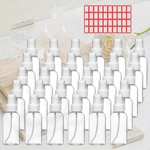 30 Pack 30ml Ultra-Fine Mist Travel-Sized Spray Bottles Refillable Clear Plastic Containers For Toiletries
