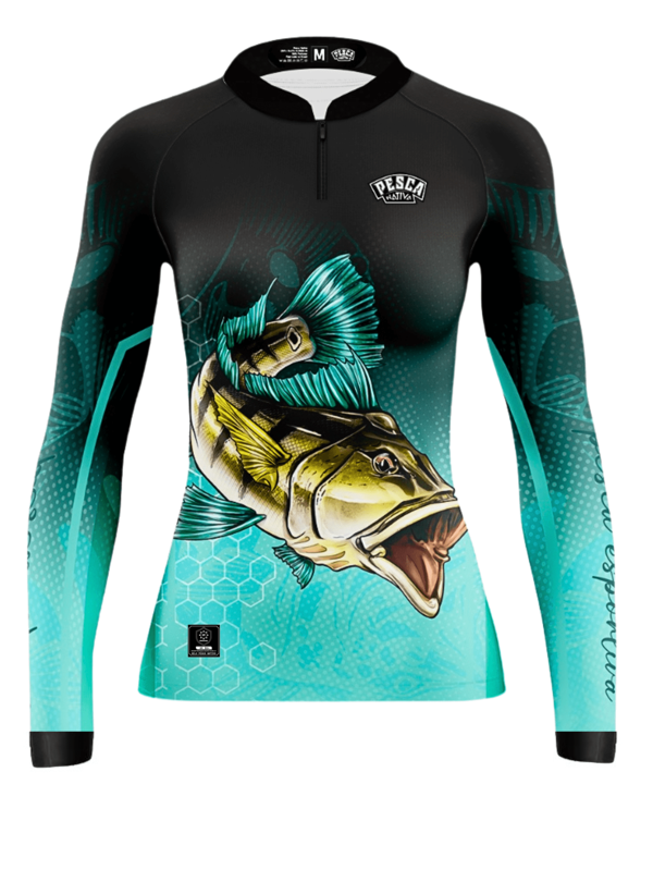 Camisa Camiseta Blusa de Pesca Tucunaré Casal Masculino Feminino Igual com Proteção uv50