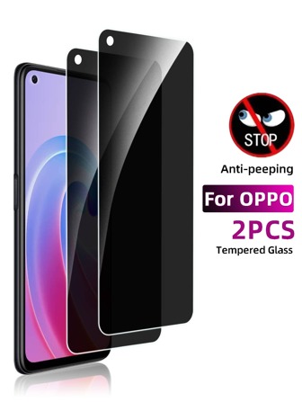 2pcs Tempered Glass Screen Protector, Anti-Peeping, Scratch-Resistant, Smooth Surface, Oil-Repellent Coating, Easy Installation, Privacy Protection, Compatible With OPPO Gift For Birthday, Family, Friends Anti-Spy, Phone Screen Protector, Phone Accessories Waterproof Shockproof Anti-Fall Anti-Fall Anti-Fingerprint Full Cover