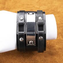 1pc Minimalist Vintage European & American Style Handmade Genuine Leather Braided Bracelet, Adjustable Size Suitable For Men, Women, Teens For Daily Wear, Halloween