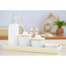 Baby Hygiene Kit Porcelain Rectangular Tray Pine Thermal 250ml Bedroom Cleaning K069 - 白色 - 查看 6