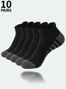 10 pares de calcetines para tobillos deportivos para hombre, grises con rayas negras, aptos para correr, gimnasio y uso diario