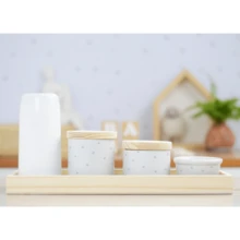 Porcelain Hygiene Care Kit Polka Dot Baby Tray Modern Boy Girl Children's Bedroom Washbasin Bathroom K066 - 灰色 - 查看 2
