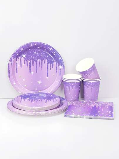 50pcs/80pcs Purple Birthday Plates Cups And Napkins Tableware Set Purple And Silver Happy Birthday Party Supplies For 10/20 Guests Table Decorations Paper Dessert Tableware Glitter Decorations Birthday Table Dinnerware Favors Set For Women Princessl Birthday Decorations