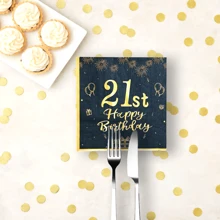 20 قطعة من المناديل السوداء والذهبية، مناسبة لأعياد الميلاد 18/21/30/50/60/70 - مناديل ورقية ذات طبقتين للاستخدام مرة واحدة، مناسبة للمناسبات والأعياد والأعياد السنوية وديكور المائدة والمنزل للرجال والنساء