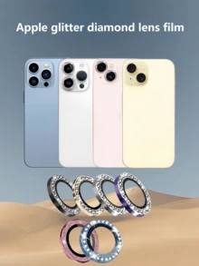 [Lavender] Rhinestone Lens Film Compatible With IPhone 11-16 Pro Max | 9H Tempered Glass, Metal Frame | 5 Full-Coverage Options | Sparkling Crystal Effect | Waterproof, Scratch-Resistant, Fingerprint-Proof | Essential For Night, Outdoor, Party | Popular Gift For Birthday, Family, Friends | Crystal Lens Protector, Phone Accessory | Shock-Proof, Scratch-Proof, Fingerprint-Proof Full Coverage - Light Purple - View 5