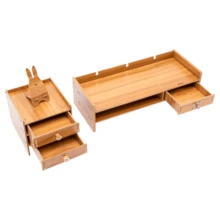 Wooden Desk Organizer With Drawers Office Supplies Computer Desktop Tabletop - 1 - View 6