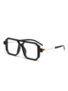 1 副男士时尚方形透明眼镜，多功能配饰 - 無色 - 查看 4