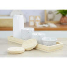 Porcelain Hygiene Care Kit Polka Dot Baby Tray Modern Boy Girl Children's Bedroom Washbasin Bathroom K066 - 灰色 - 查看 6
