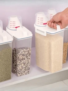 4pcs 5 Pound Rice Sealed Dry Grain Storage Container Rice Storage Box Grain Container Dispenser, Thickened Plastic Transparent Food Storage Box With Pouring Port, Grain Meat Cup, Flour Snacks - Nhiều màu - Xem 3