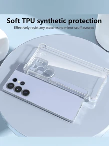 1pc Transparent Four-Corner Anti-Drop Case, Compatible With Samsung Series, Samsung Phone Transparent Four-Corner Anti-Drop Case, Phone Case, Protective Cover, Phone Shell, Phone Sleeve, Anti-Drop Phone Case, Transparent Phone Case, Minimalist Phone Case, Solid Color Phone Case, Transparent Phone Case, TPU Phone Case Anti-Drop (Military-Grade Anti-Drop)