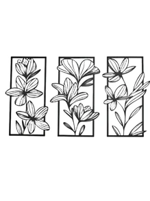3 PiecesClassic Iron Wall Art Decor, Floral Metal Murals For Bedroom And Living Room - Elegant Flower Wall Sculptures For Modern Home Decoration