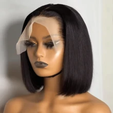 KLKL Natural Black Lace Front Wig Human Hair Transparent Lace Frontal Bob Wigs Human Hair 180% Density Wig - Natural Black - View 4