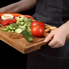 1pc Premium Rosewood Cutting Board With Juice Groove - Thick & Durable Rectangular Kitchen Chopping Board, Suitable For Meat, Fruits, Vegetables, Cooked Food - Great For Home Cooking, Cheese Platter, Farmhouse Style Kitchen Tool, Kitchen Accessory