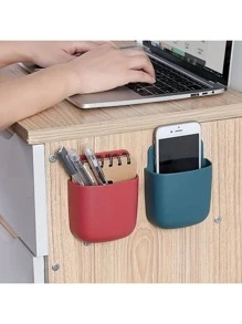 Praktischer, vielseitiger, wandmontierter Aufbewahrungsorganizer - Selbstklebende Kunststoffbox für Handy, Fernbedienungen und mehr - perfekt für Heimorganisation, Aufbewahrungsregale