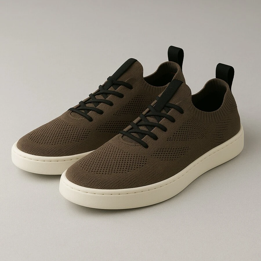 Men's Casual Knit Mesh Sports Sock Style Sneakers Comfortable Elastic With Orthopedic Insole - 針織棕色 - 查看 1