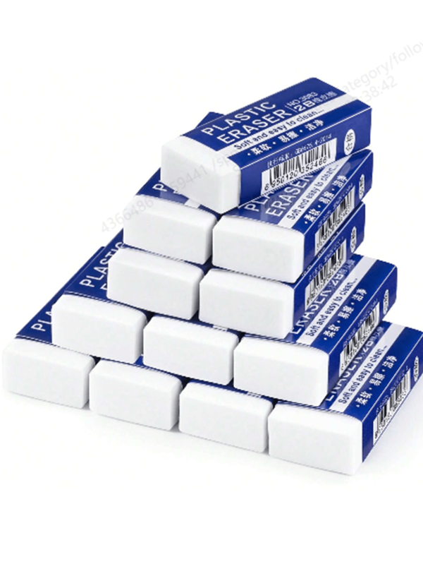 Sanrio 6/24/60pcs Simple White Eraser, Special Eraser For Exam, Pencil Writing, Wipe Clean Without Leaving Traces Creative Stationery Office Gifts,3.8cm*1.8cm