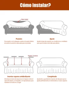 Sillón, sofá para 1, 2 o 3 personas: Funda de sofá con estampado geométrico y falda. Funda elástica para sofá. Protector de muebles lavable y antideslizante. Suave cubierta para sala de estar. - Naranja - Ver 7