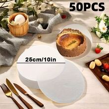 100 Piezas de papel de hornear redondo antiadherente, forros liberadores de moldes de tartas redondos - Perfecto para tartas de queso, tartas esponjosas, galletas, panes, freidoras de aire, ollas holandesas, separadores de magdalenas y tartas congeladas - Blanco - Ver 10