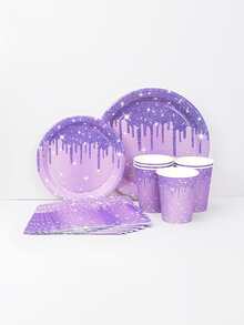 50pcs/80pcs Purple Birthday Plates Cups And Napkins Tableware Set Purple And Silver Happy Birthday Party Supplies For 10/20 Guests Table Decorations Paper Dessert Tableware Glitter Decorations Birthday Table Dinnerware Favors Set For Women Princessl Birthday Decorations
