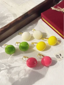 1/4 對馬卡龍色系彩色簡約幾何橢圓壓克力樹脂耳環扣，適合約會、派對、通勤等多種場合 - 彩色 - 查看 1