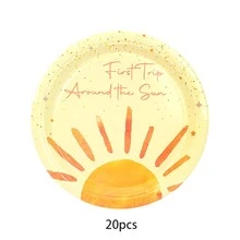 10pcs/20pcs/50pcs Boho First Trip Around The Sun Birthday Decorations Boho Party Set With Bohemian Hippie Sunshine Theme Party Tableware Decorations Including Plates,Cups,Napkins - Multicolor - View 12