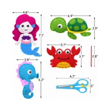 6/8 件儿童缝纫工艺套装毛毡动物儿童生日礼物益智玩具毛绒动物套装 DIY 套装适合男孩和女孩 - 彩色 - 查看 10