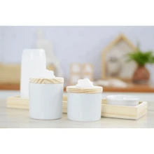 Baby Hygiene Kit Porcelain Rectangular Tray Pine Thermal 250ml Bedroom Cleaning K069 - 白色 - 查看 5