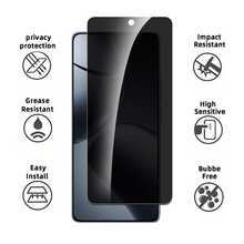 2 pièces Protecteur d'écran en verre trempé, anti-espionnage, anti-empreintes digitales, compatible avec le déverrouillage facial, installation facile, compatible avec Xiaomi. Cadeau pour l'anniversaire, la famille, les amis. Protecteur d'écran de téléphone, accessoires de téléphone, étanche, antichoc, anti-chute, résistant aux rayures, protection intégrale - Noir - Voir 5