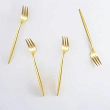 2/4/6/12pcs Gold Stainless Steel Fruit Forks, Suitable For Home Afternoon Tea, Cake, Fruit, Dessert - Gold - View 3