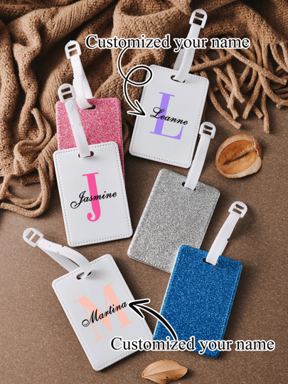 1pc Personalized Sequin Luggage Tag, Customized Letter Text Content, Luggage Handbag Suitcase Label, Outdoor Travel, Business Travel, Suitable For Men And Women, Suitable For Outdoor Use