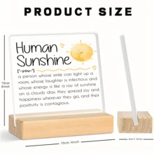 1pc Square Acrylic 2D Flat Decor Plaque With Wooden Base, Suitable As Decorative Plaque Or Statue For Coworkers, Therapists, Teachers, Great Gift For Human Sunshine, Social Workers, Women, To Appreciate Women, Graduation