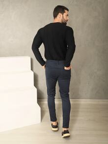 Men's Fine Sport Pants Premium Satin Fabric Tailoring Built-In Pocket - Màu xanh hải quân - Xem 5