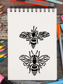 6 件鸟与花绘画模板 5.9*5.9 英寸 - 可水洗，可重复使用，适用于木材、帆布、纸张、织物、地板、墙壁、家居装饰和玻璃工艺品的 DIY 工艺、返校、学校用品 - 白色 - 查看 6