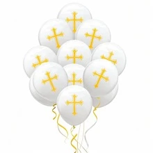Un set (126 piezas) de globos en azul/rosa/dorado/blanco con diseños de cruz/Jesús, para decoración de fiesta de bautizo, primera comunión, para niños y niñas / globos con forma de estrella / decoración para baby shower, cumpleaños, comunión, bautizo en el hogar y al aire libre - Multicolor - Ver 9
