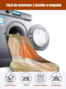 Sillón, sofá para 1, 2 o 3 personas: Funda de sofá con estampado geométrico y falda. Funda elástica para sofá. Protector de muebles lavable y antideslizante. Suave cubierta para sala de estar. - Naranja - Ver 6