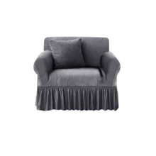 Oferta exclusiva para el Día de las Madres: Sillón con almohadones revestidos en gris de moda. Con diseño de volante de falda, combina comodidad y estética - Gris - Ver 2