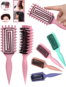 1 pieza Peine, hecho de tallos de nailon y trigo sarraceno, es un regalo perfecto para el Día de San Valentín. Presenta una función de masaje y se puede usar tanto en cabello seco como húmedo para desenredar y alisar el cabello sin nudos. Compacto y conveniente, fácil de transportar, Set de peines - Multicolor - Ver 48