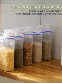 4pcs 5 Pound Rice Sealed Dry Grain Storage Container Rice Storage Box Grain Container Dispenser, Thickened Plastic Transparent Food Storage Box With Pouring Port, Grain Meat Cup, Flour Snacks - Nhiều màu - Xem 4