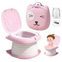 Cute Baby Foldable Toilet Baby Puzzle Seat, Odor-Proof Toilet, Portable Training Toilet Seat For Boys And Girls, Suitable For Travel Supplies. - 粉色 - 查看 1