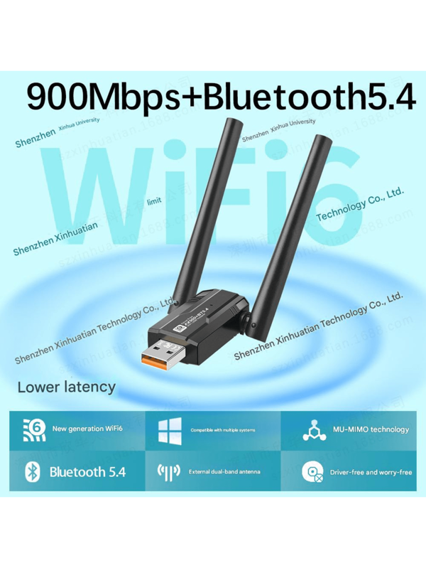 Tarjeta de red inalámbrica WiFi6 de doble banda 5G AX900M con Bluetooth 5.4 de dos en uno, adaptador de ordenador de sobremesa sin controlador