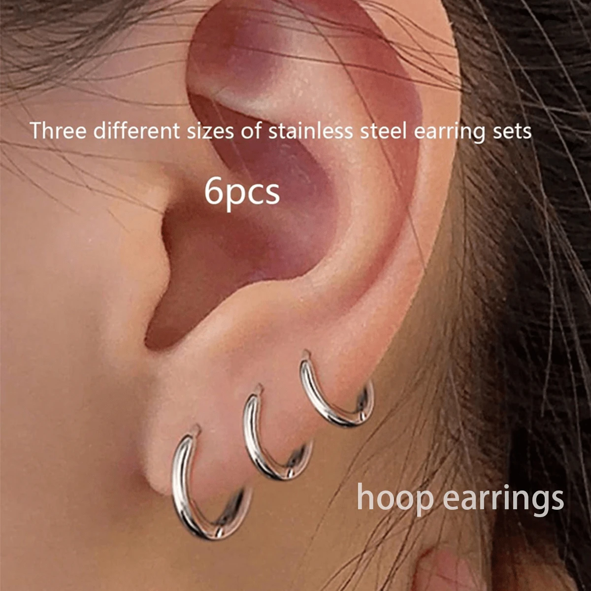 6 Pcs Earrings Men,Earrings,Punk ,Jewellery Hoop Earrings