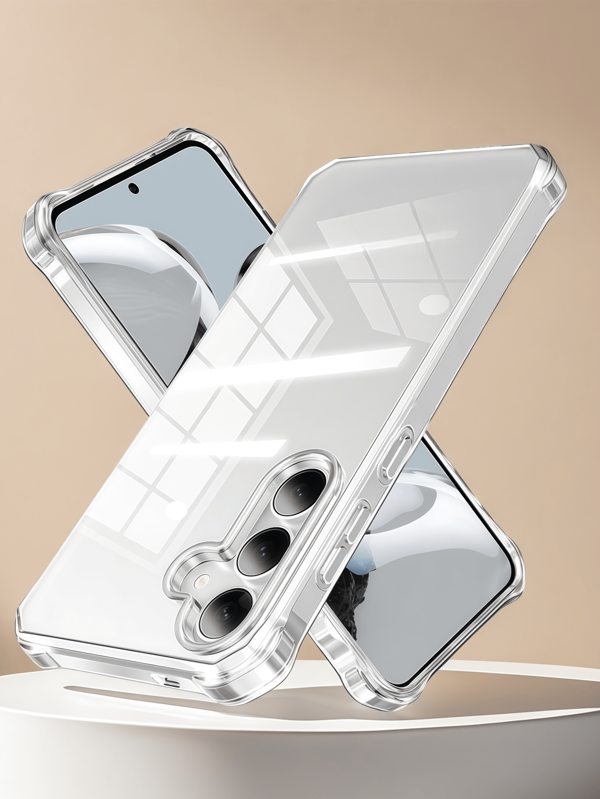 1pc Transparent Four-Corner Anti-Drop Case, Compatible With Samsung Series, Samsung Phone Transparent Four-Corner Anti-Drop Case, Phone Case, Protective Cover, Phone Shell, Phone Sleeve, Anti-Drop Phone Case, Transparent Phone Case, Minimalist Phone Case, Solid Color Phone Case, Transparent Phone Case, TPU Phone Case Anti-Drop (Military-Grade Anti-Drop)