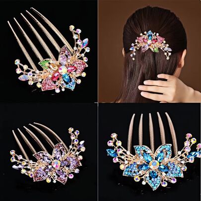 1 pieza Pasador de pelo con perla falsa para novia, accesorio de estilo coreano para moño, adecuado para uso diario, peinetas, peinetas para el cabello, accesorios para el cabello, boda, regalos para damas de honor, pieza de cabello, accesorios para la cabeza