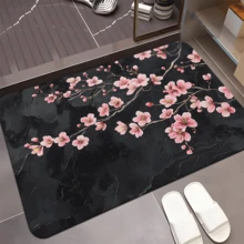1 件樱花树枝印花超柔软纤维门垫 - 浴室地毯、卧室地毯、入口地毯，适用于家庭装饰、房车入口垫、房间配件、客厅、书房、床边、沙发、阳台房间装饰浴室配件返校浴室厨房装饰 - 彩色 - 查看 1