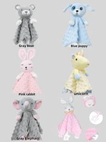 Manta de consuelo con diseño de animal de dibujos animados de silicona, juguete de educación temprana para recién nacidos e infantes. Adorable manta de consuelo con animales para reconfortar, calmar y ayudar al bebé a dormir. Material suave, sin desprendimiento y sin olor. Promueve el desarrollo emocional, visual, intelectual y motriz. - Multicolor - Ver 7